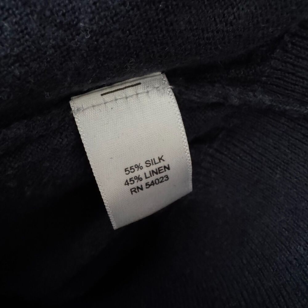 Banana Republic Men's Navy Blue Silk Linen V-Neck Sweater Medium - Picture 4 of 5